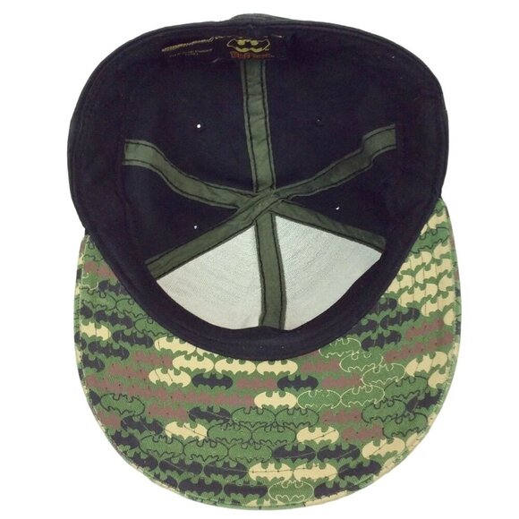 Batman Logo Camo Youth Hat Cap Fitted Size M/L Black Green - Picture 5 of 7